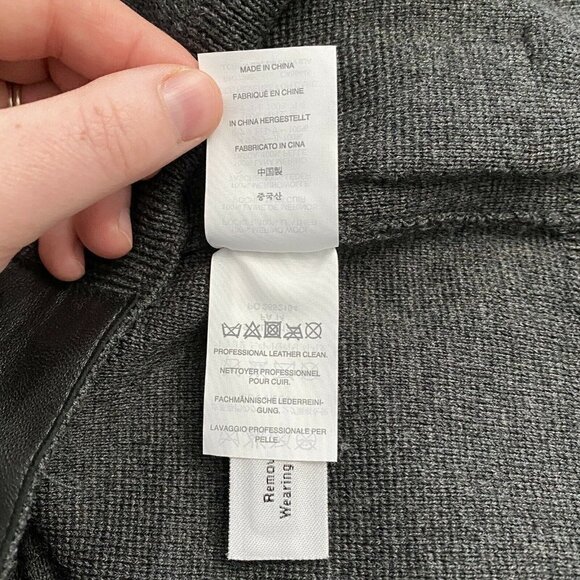 J. Crew Merino Wool Leather Pocket Tee Sweater Women's XS Grey - Picture 8 of 9